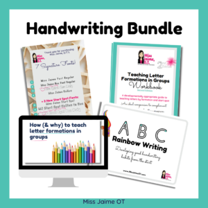 Handwriting Bundle: Handwriting Webinar + Workbook + Fonts + Rainbow Writing Printable Packet