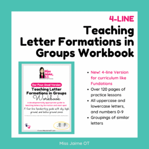 Teaching Letter Formations in Groups Four-lined Version Workbook