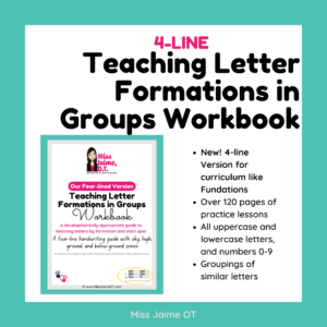 Teaching Letter Formations in Groups Four-lined Version Workbook